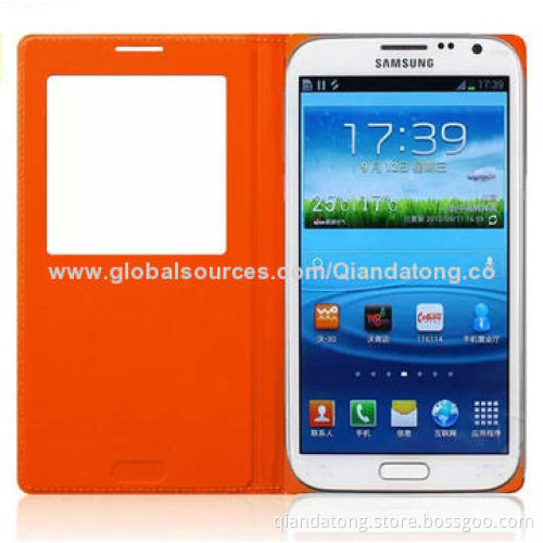 Flip Leather Case with Sleep/Wake Function and Replacement Battery Cover for Samsung Galaxy Note 2